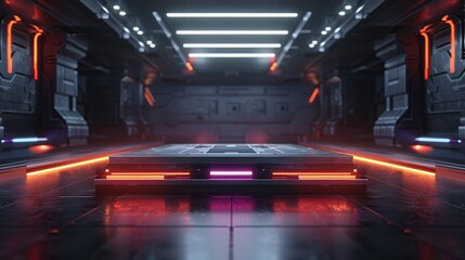 Canvas Print - Futuristic Platform with Neon Lights