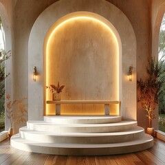 Poster - Minimalist Interior Design with Arch and Steps