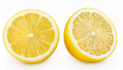 Wall Mural - lemon isolated two ripe lemon slices on a transparent background