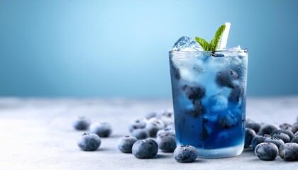 Wall Mural - frosted chilled blue blueberry cold summer drink fruit juice