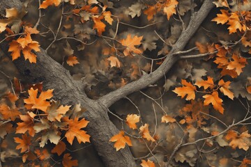 Canvas Print - Fallen Leaves Background – Autumn Foliage Photorealistic Camo Pattern with Natural Leaf Textures, Perfect for Seasonal Designs and Nature Themes