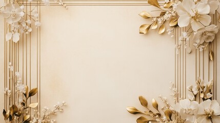 Sticker - Elegant Floral Frame with Golden Accents