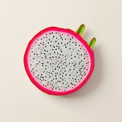 Sliced dragon fruit with a vibrant pink exterior and white flesh, isolated on a soft background.