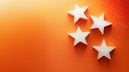 Poster - The composition features four white stars artistically arranged on a bright orange background, creating a festive and joyful atmosphere perfect for celebrations or creative projects.
