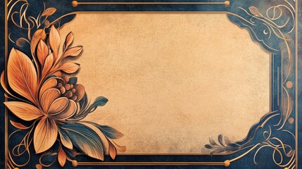 Sticker - Elegant Floral Frame with Vintage Background