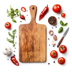 Poster - Food Preparation Tools, Cutting board isolated on white background  