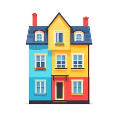 Sticker - flat illustration of a colorful residential house isolated on a white background 