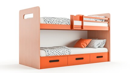 Wall Mural - Elegant Bunk bed For Kid Room Isolated on white background  