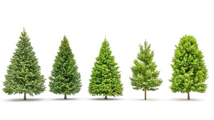 Poster - Conifer Trees collection of green Christmas trees on a white background isolated  