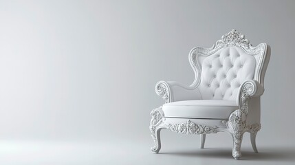 Wall Mural - Classic vintage white chair isolated on white background  