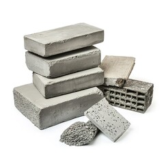 Wall Mural - Building materials, Concrete isolated on white background 