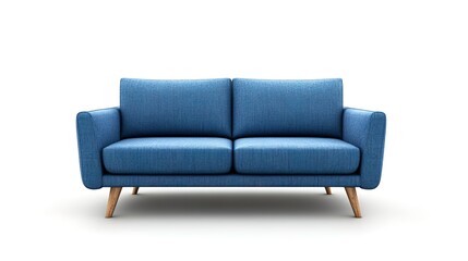 Canvas Print - Blue sofa modern isolated on white background.  