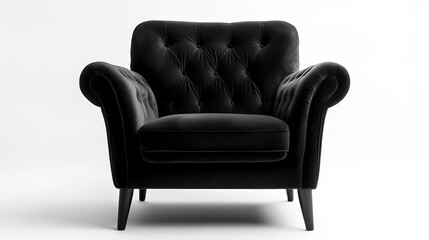 Sticker - Black armchair isolated on white background