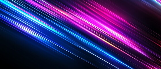 Poster - Black background with blue and purple straight light track lines, creating a hightech and futuristic technological sense