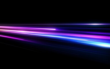 Poster - Blue and purple straight light track lines with a technological feel, contrasted against a black background, for a cuttingedge, digital aesthetic