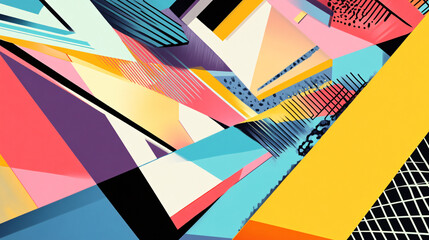 Wall Mural - An illustration of a contemporary geometric pattern with vibrant colors and sharp angles.