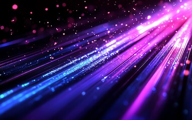 Poster - Technological sense illustration featuring blue and purple straight light track lines on a black background, showcasing a modern and digital style