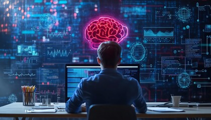 Fototapete - Education technology and AI Artificial Intelligence concept