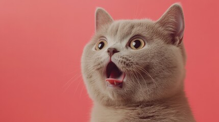 surprised lilac british cat, a lilac british cat gazing upward with a startled expression, set again