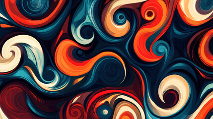 Wall Mural - An illustration of a bold abstract swirl pattern with contrasting color highlights.