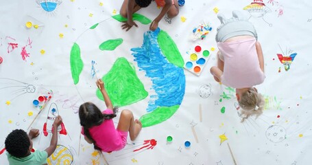 painting, drawing and art activity for children during elementary school lesson for eath day project