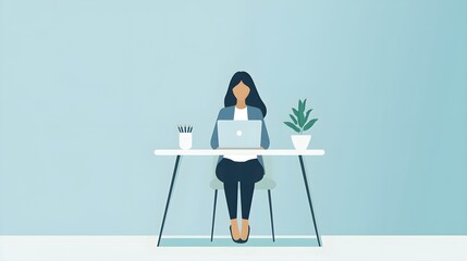 Wall Mural - focused business woman working at a desk