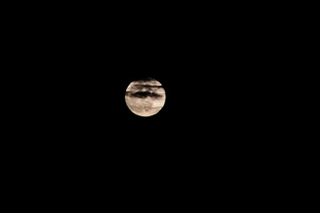full moon in the night sky, closeup of the moon.