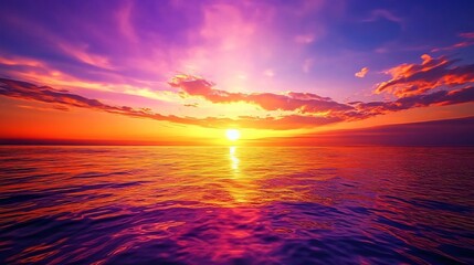 Wall Mural - vibrant sunset over the ocean with stunning hues