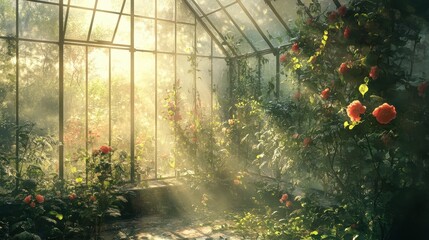 Poster - Enchanting Greenhouse Oasis: A Serene Botanical Sanctuary