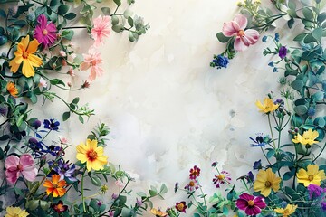 Poster - Floral Border on White Background