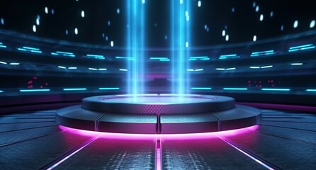 Canvas Print - Futuristic Stage with Neon Lights