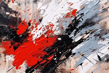 Canvas Print - Abstract Painting with Red, Black, and White