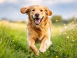 © Adil - Golden Retriever Running Joyfully on a Green Path in Countryside