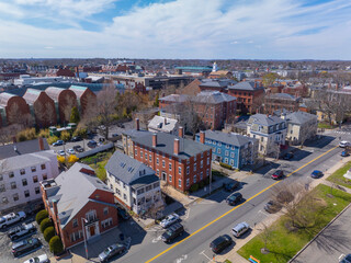 Wall Mural - Salem historic downtown aerial view on Hawthorne Boulevard in city center of Salem, Essex County, Massachusetts MA, USA. 