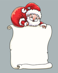 Canvas Print - Santa Claus with a blank scroll paper
