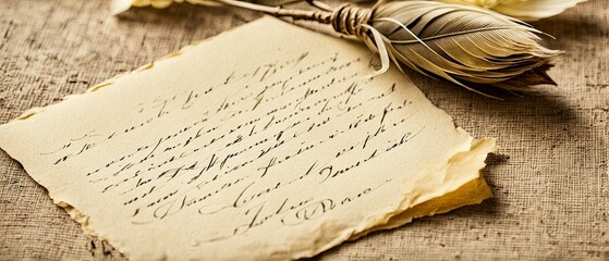 Old Letter with a Quill Pen