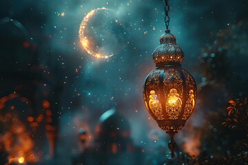 Poster - Ramadan Lantern and Crescent Moon