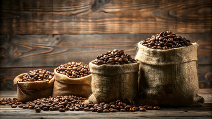 Sacks of coffee beans on background, coffee, beans, sacks,background, isolated, caffeine, drink, aroma, roast, brewing