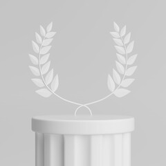 Aufkleber - Empty White Laurel Winner First Place Stage Mockup in Clay Style. 3d Rendering