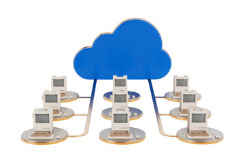 Poster - Cloud Storage Concept. Cloud Computing Networking Scene. 3d Rendering