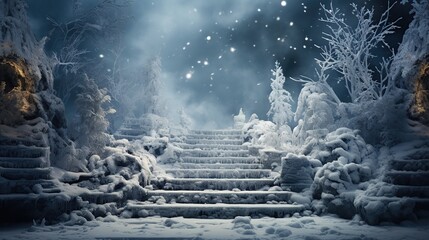 Poster - Snowy Stairway to Winter Wonderland