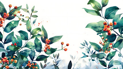 Wall Mural - Strawberry Bush Fantasy plants Watercolor