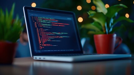 Laptop with Code on Screen  Programming  Software Development  Modern Workplace