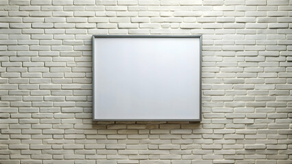 Blank sign board on a white brick wall with a logo sign for advertising , advertising, blank, sign board, wall, logo