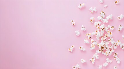 Wall Mural - Popcorn on Pink Background