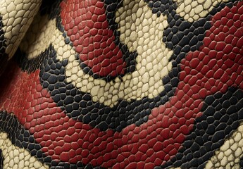 Wall Mural - Close Up of Red, Black and Cream Snake Skin