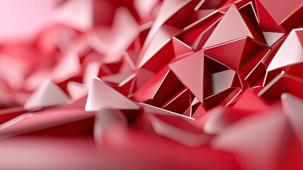 Wall Mural - Abstract Red Shapes with Triangular Geometric Forms