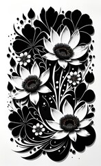 black and white floral background