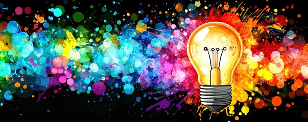 Wall Mural - Imaginative Watercolor Light Bulb Artwork