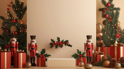 Traditional 3D Podium Surrounded by Miniature Decor